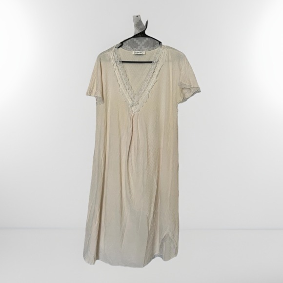 Vintage Christian Dior Nightgown Women M L Pale Pink Long Lace Coquette - Picture 1 of 7